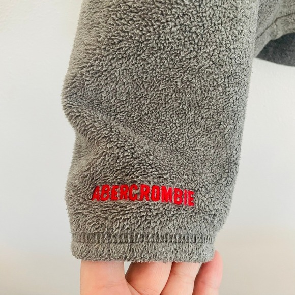 Y2K Abercrombie Fitch Gray Fleece Zip Up Jacket‎ Pockets Cozy Warm Womens L - Picture 7 of 11